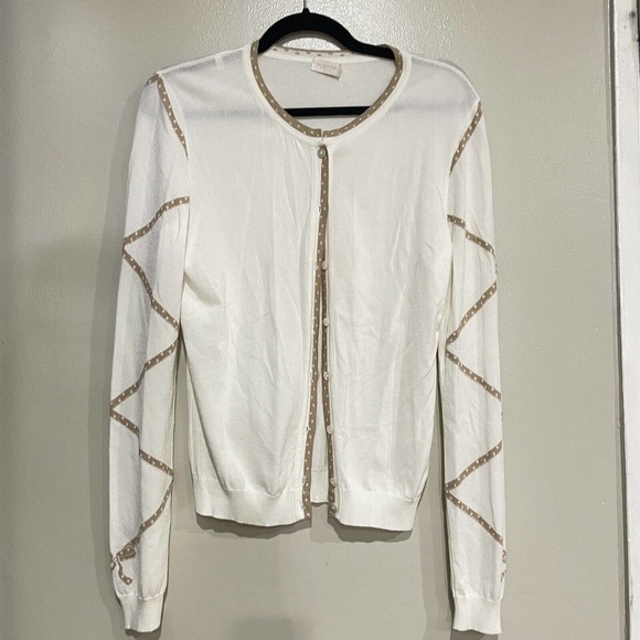 Valentino Sweaters - Valentino Roma size small S cardigan white beige bow long sleeve button up